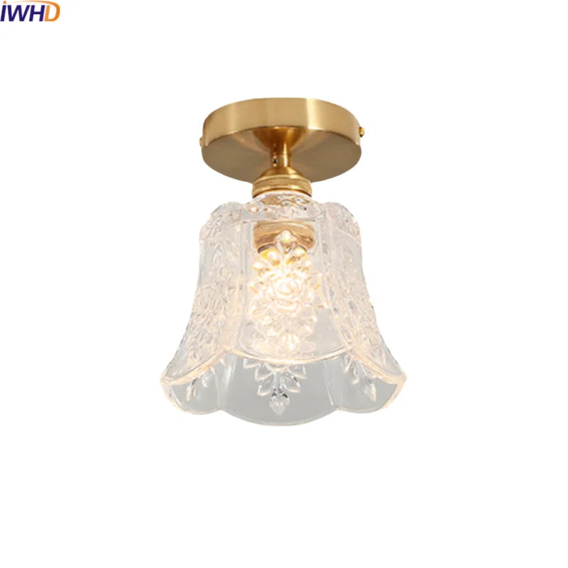 Axyaa Copper Glass LED Ceiling Light for Home Decor - Nordic Style Fixtures