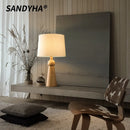 Axyaa French Solid Wood LED Floor Lamp with Fabric Lampshade Design
