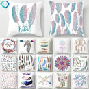 Axyaa Feather Dreamcatcher Print Cushion Cover for Elegant Sofa Decoration