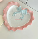 Axyaa Bowknot Dinner Plate for Girls - Heart Design, Ideal for Breakfast, Desserts & Snacks