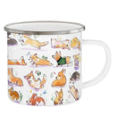 Corgi Pattern Enamel Camping Mug 12oz by Axyaa - Dog Lover Gift Mug