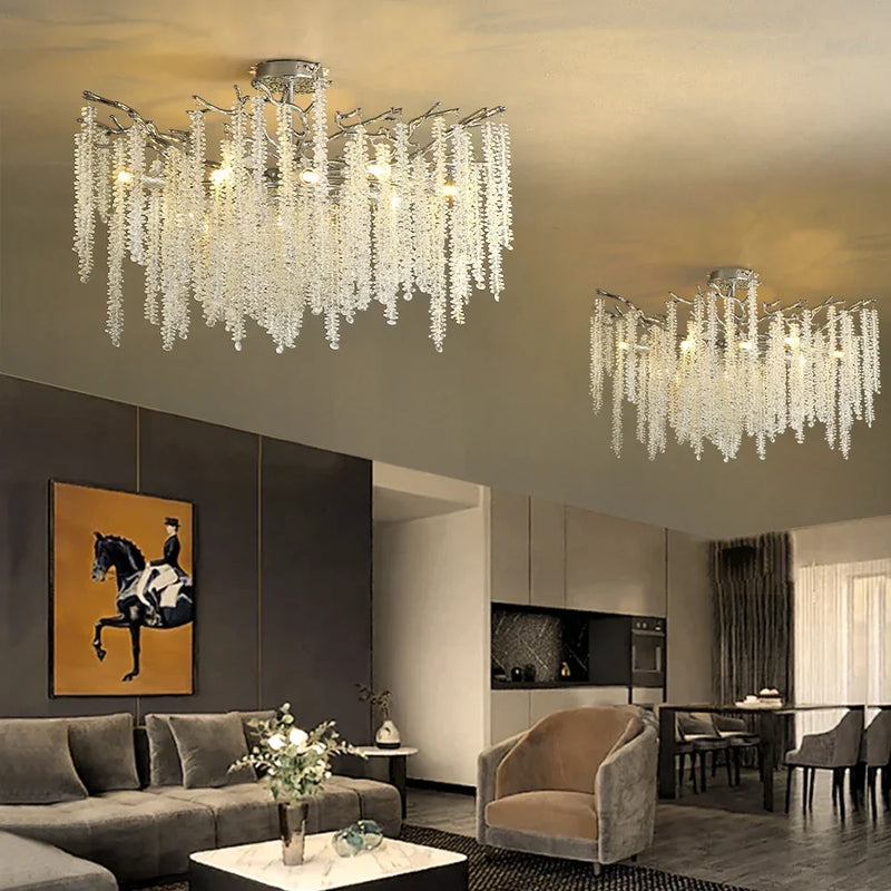 Axyaa Crystal Ceiling Chandelier Light - Elegant Tree Branch Design