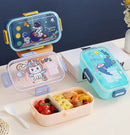 Axyaa Cartoon Lunch Box Spoon Leak-Proof Bento Box Kids Food Container