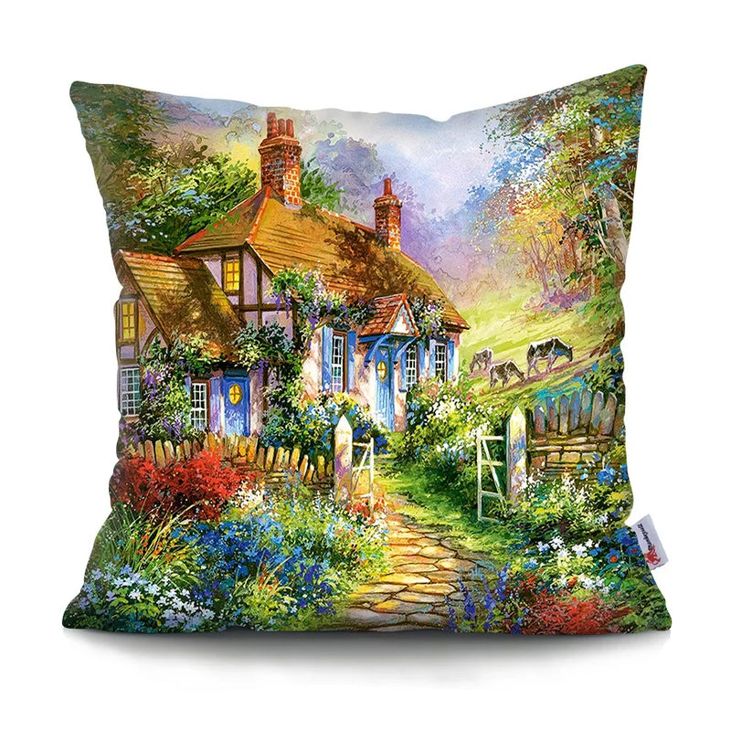 Axyaa Rustic Landscape Print Pillowcase