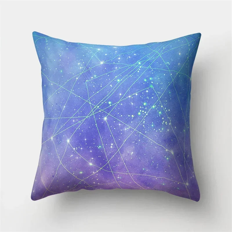 Axyaa Cartoon Star Astronaut Pillow Cover 45x45cm - Cute Moon Rocket Design.
