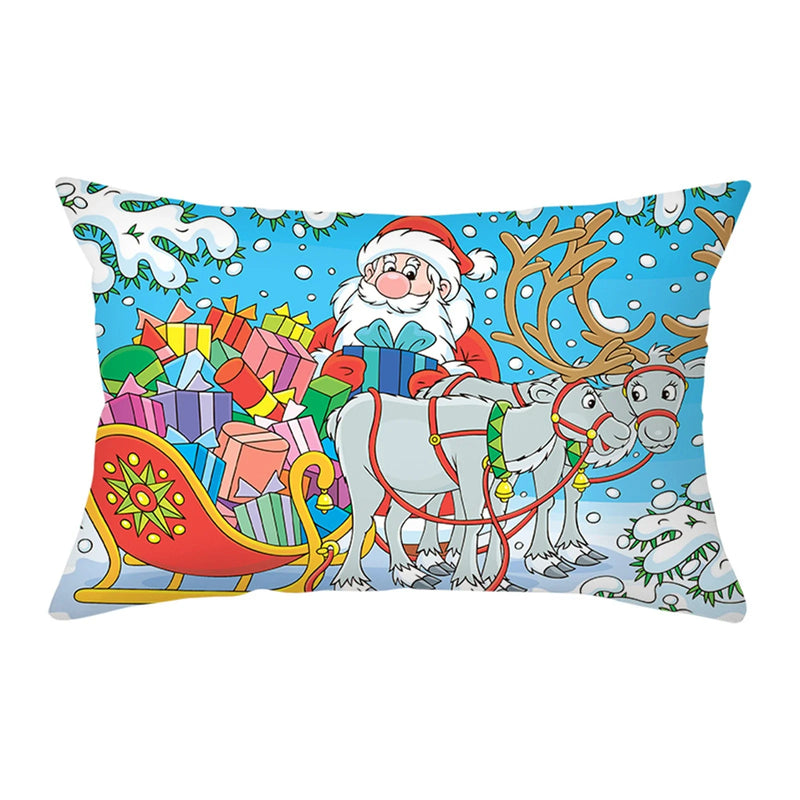 Axyaa Christmas Printed Deer & Santas Pillow Case 30x50cm