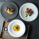 Axyaa Striped Ceramic Plate Set for Molecular Cuisine and Restaurant Tableware