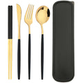 Axyaa Black Gold Stainless Steel Cutlery Set in Storage Box