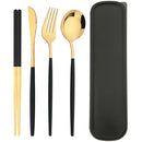 Axyaa Black Gold Stainless Steel Cutlery Set in Storage Box