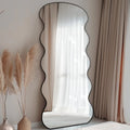 Axyaa 71"x32" Wavy Full Length Mirror with Stand, Bedroom Living Room Cloakroom