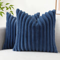 Axyaa Soft Plush Faux Fur Striped Pillow Covers 16x16 for Bed & Couch