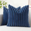 Axyaa Soft Plush Faux Fur Striped Pillow Covers 16x16 for Bed & Couch