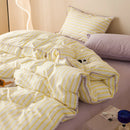 Axyaa Yellow Stripe Bedding Set Full Queen Bed Linen Cotton Duvet Cover Pillowcase