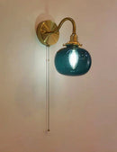 Axyaa Brass Wall Sconce with Multicolor Glass Globe – Modern Bedroom Wall Light