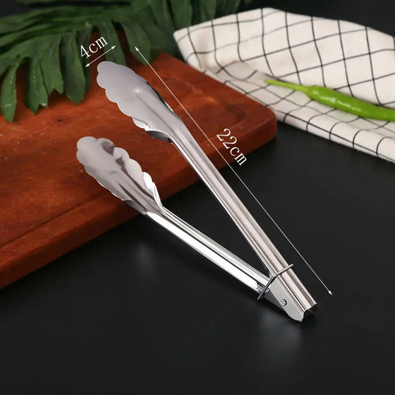Axyaa Stainless Steel Food Tongs - Kitchen Buffet Clamp and Salad Steak BBQ Tool