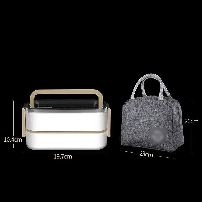Axyaa Stainless Steel Insulated Bento Box 2 Layers with Thermal Bag