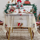 Axyaa Holiday Party Tablecloth Santa Claus Flower Print for New Year Christmas Décor