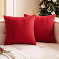 Axyaa Christmas Red Striped Corduroy Pillow Covers Set