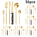 Axyaa Luxe Gold Stainless Steel Cutlery Set with Knife and Fork - Set of 48