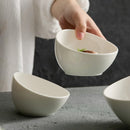 Axyaa Premium White Ceramic Oblique Bowl for Noodles, Fruits, Salads, Hot Pot, and Dipping