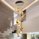 Crystal Chandelier Stair Pendant Lamp Living Room Lighting Axyaa
