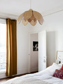 Axyaa Woven Petal Rattan Chandelier for Zen Tea Room & Home Decor