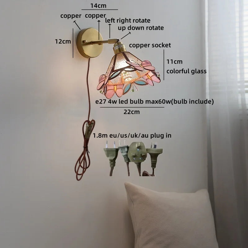 Axyaa Clear Glass Copper Arm LED Wall Sconce Wandlamp