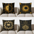 Axyaa Mystical Sun and Moon Pattern Throw Pillow Cover for Sofa, Bedroom, Car