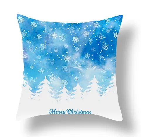 Axyaa Blue Ornament Pillowcase: Festive Home Decor Cushion Cover for Christmas & New Year