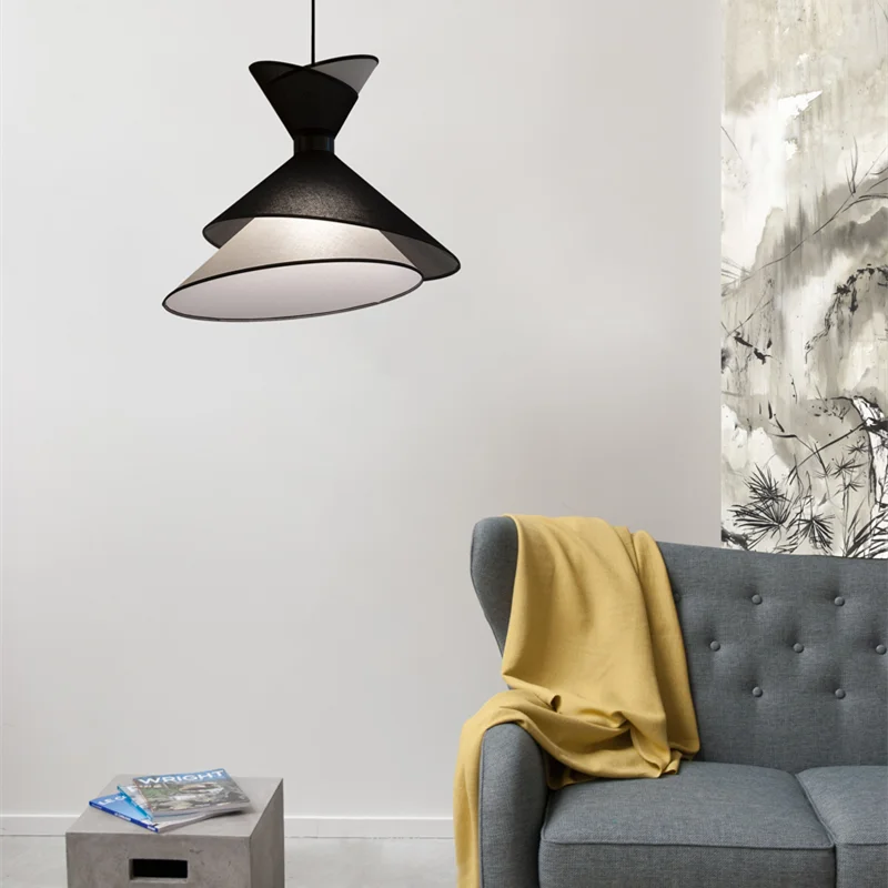 Axyaa Grand Kimono Pendant Lamp: Handmade Fabric Speaker Light with Minimalist Japanese Design