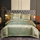 Axyaa Satin Jacquard Embroidered 4-Piece Bedding Set