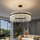 Axyaa Black/Gold Metal Crystal Chandelier LED Pendant Light Luxe Dimmable Fixture