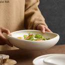 Axyaa White Ceramic Deep Salad Dessert Plate Set