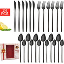 Axyaa 24-Piece Black Stainless Steel Christmas Dinnerware Set