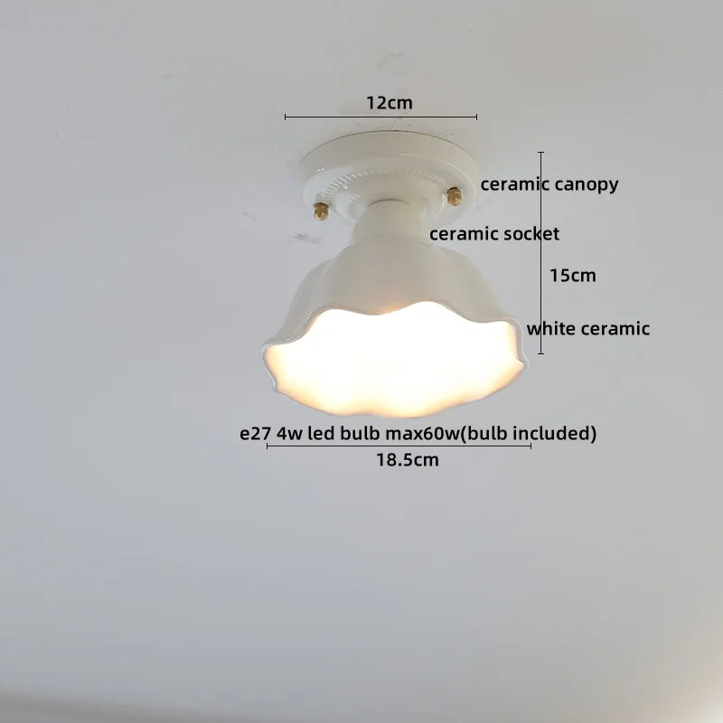 Axyaa Ceramic LED Ceiling Light - Creamy White Nordic Indoor Lamp