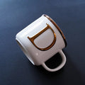 Axyaa Light Luxury Nordic Bone Couple Cup - Gold Relief Ceramic Mug