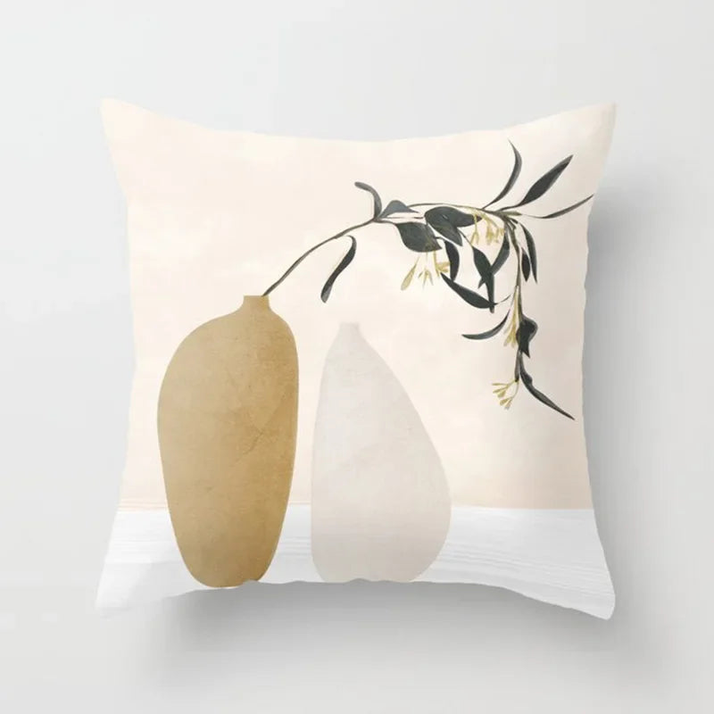Modern Abstract Plant Leaf Geometric Cushion Cover for Home, Office, Sofa - Axyaa Brand