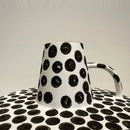 Axyaa Geometric Black White Dot Ceramic Vase: Handcrafted Abstraction Floral Arrangement Accessory