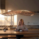 Axyaa Nordic Wood Fish Bone LED Pendant Chandelier - Modern Dining Room Hanging Lamp