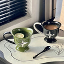Axyaa 12oz Ceramic Breakfast Mug - Nordic Style Black Green Couple Coffee Cup