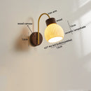 Axyaa Ceramic Wood LED Wall Sconce Pull Chain Switch Nordic Stair Light Fixtures