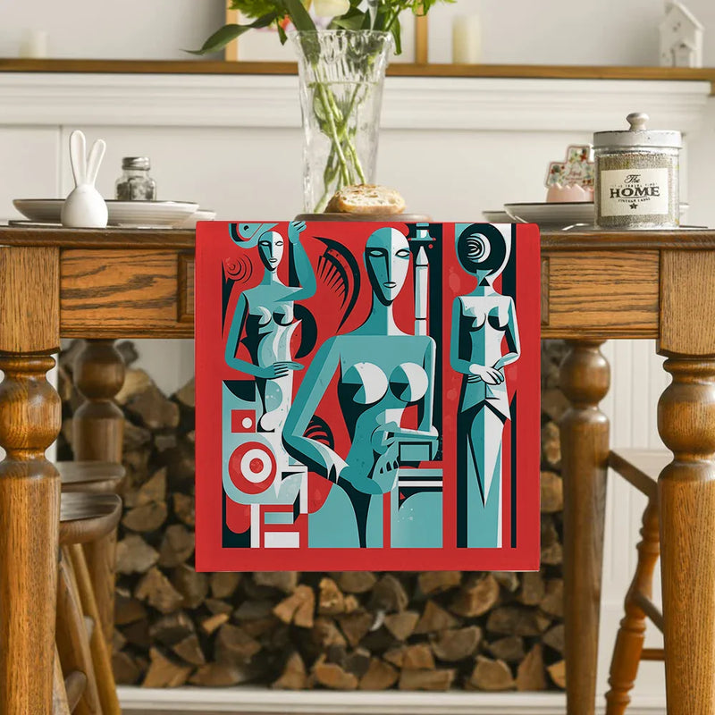 Axyaa Geometric Abstract Table Runner: Elegant Dining Table Decor for Kitchen Parties