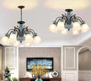 Rustic Ceramic Chandelier with Glass Shade by Axyaa - Kitchen Living Room Lighting