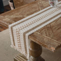Axyaa Striped Cotton Linen Table Runner with Tassels for Home Dining Decor