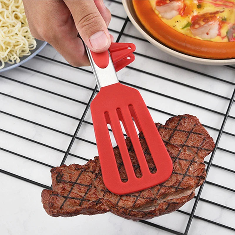 Axyaa Silicone BBQ Tongs - Kitchen Cooking Tool for Steak, Bread, Vegetables, Fruits