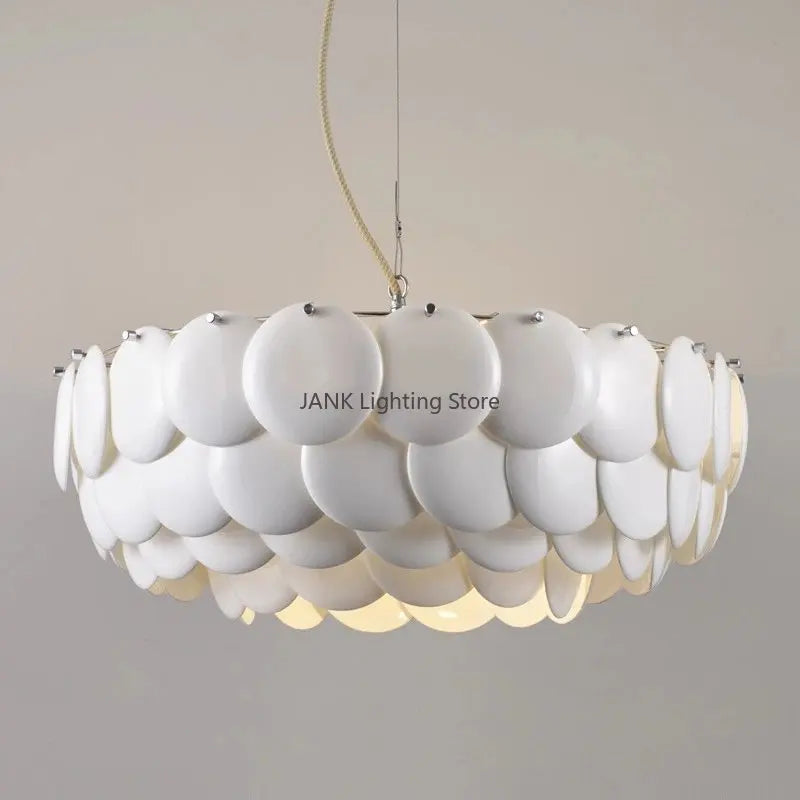Axyaa White Ceramic Chandelier: Romantic Luxury LED Lighting for Home & Restaurant Decor