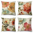 Axyaa Rose Butterfly Print Cotton Linen Pillowcase for Modern Living Room Decor