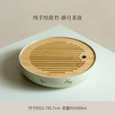 Axyaa Hand-painted Bamboo Tea Tray for Teapot Brewing and Insulation