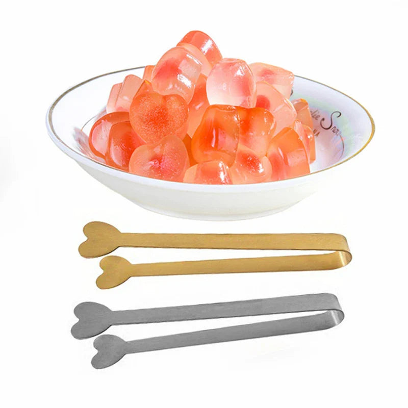 Axyaa Stainless Steel Heart Ice Clip - Coffee Shop & Home Snack Cube Clip