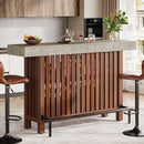 Axyaa 2-Tier Large Home Bar Unit, 63-Inch Modern Pub Table with Footrest
